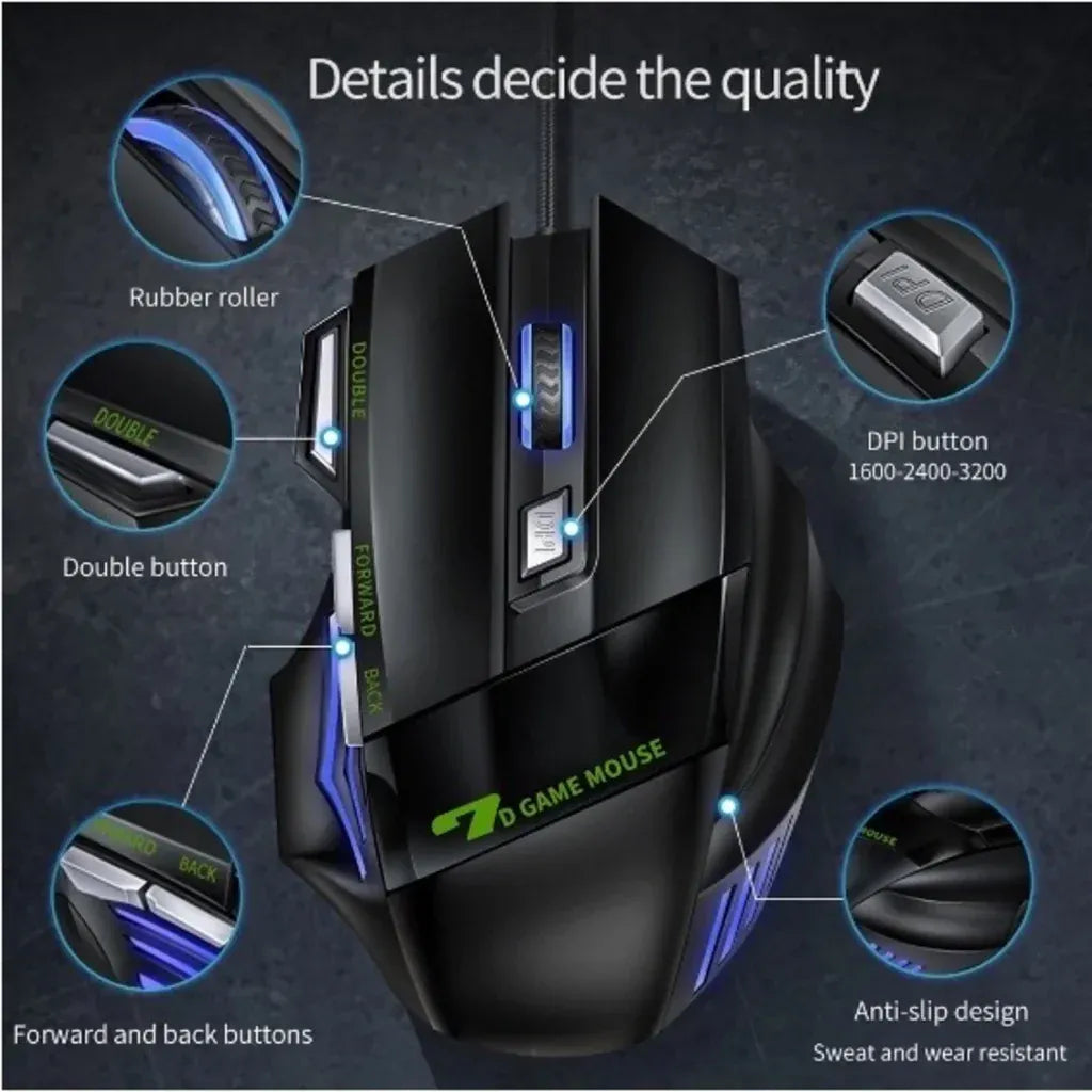 Mouse gamer  3200dpi com LED laser X7