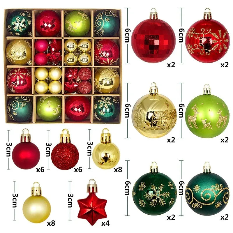 Enfeite de natal com 44Pcs de 3/6CM
