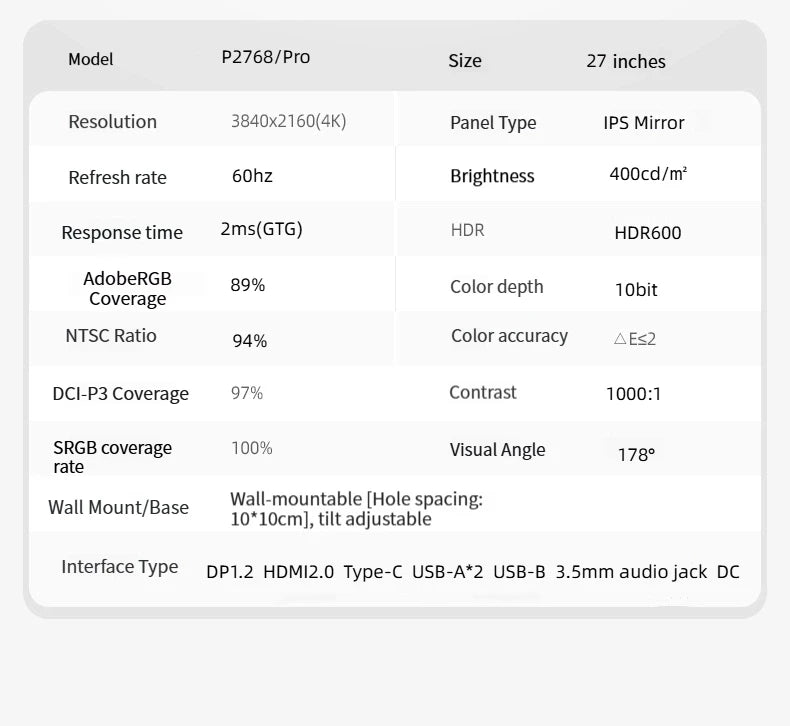 Monitor 4K VisionPro 27" – Tela Vertical Bezel-less com Type-C