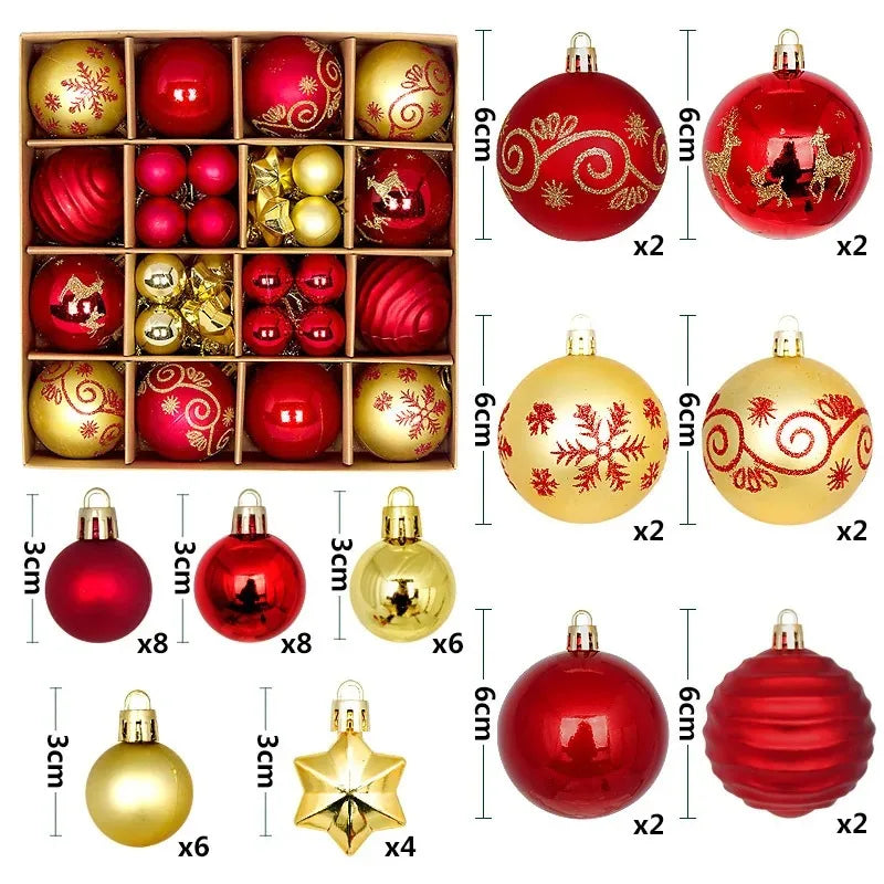 Enfeite de natal com 44Pcs de 3/6CM