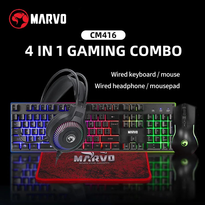 Kit Gamer teclado, mouse, headset e mouse pad