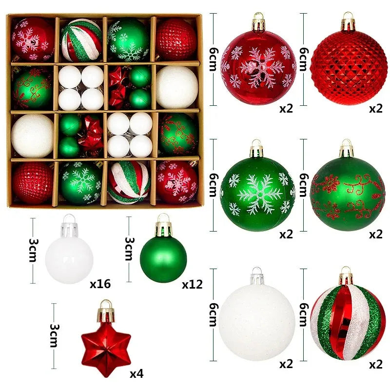 Enfeite de natal com 44Pcs de 3/6CM