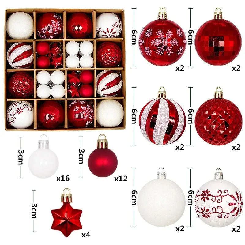 Enfeite de natal com 44Pcs de 3/6CM