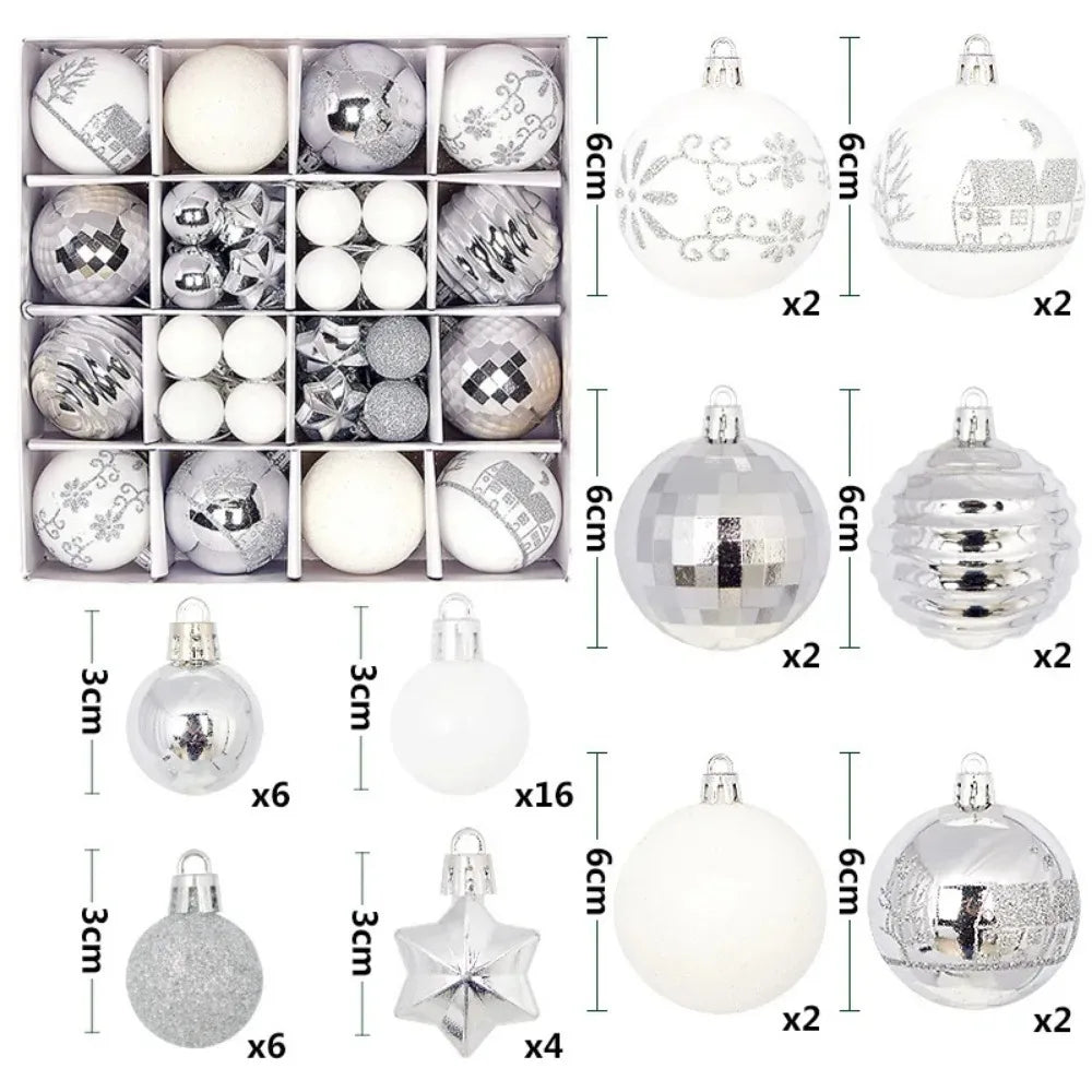 Enfeite de natal com 44Pcs de 3/6CM