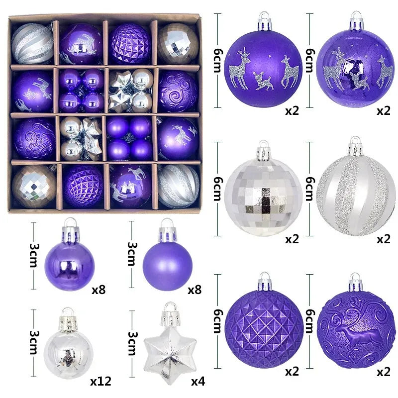 Enfeite de natal com 44Pcs de 3/6CM