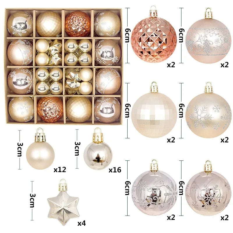 Enfeite de natal com 44Pcs de 3/6CM