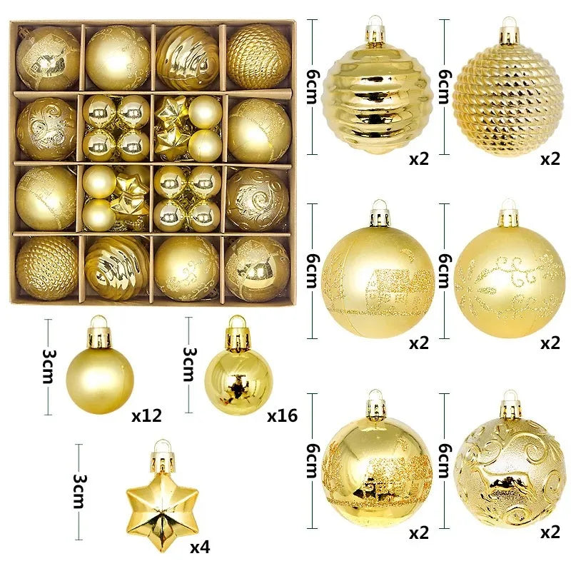 Enfeite de natal com 44Pcs de 3/6CM