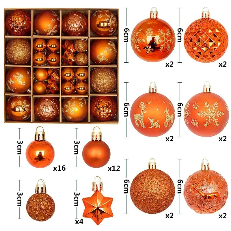 Enfeite de natal com 44Pcs de 3/6CM