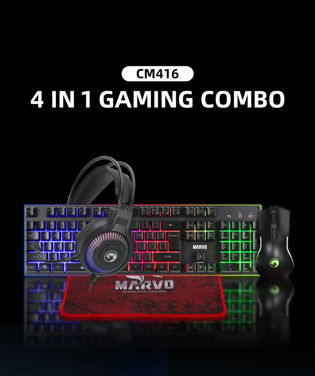 Kit Gamer teclado, mouse, headset e mouse pad